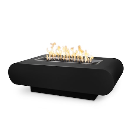 The Outdoor Plus 60 Rectangular La Jolla Fire Pit, Powder Coated Metal, Black, Natural Gas OPT-LAJPC60E12V-BLK-NG